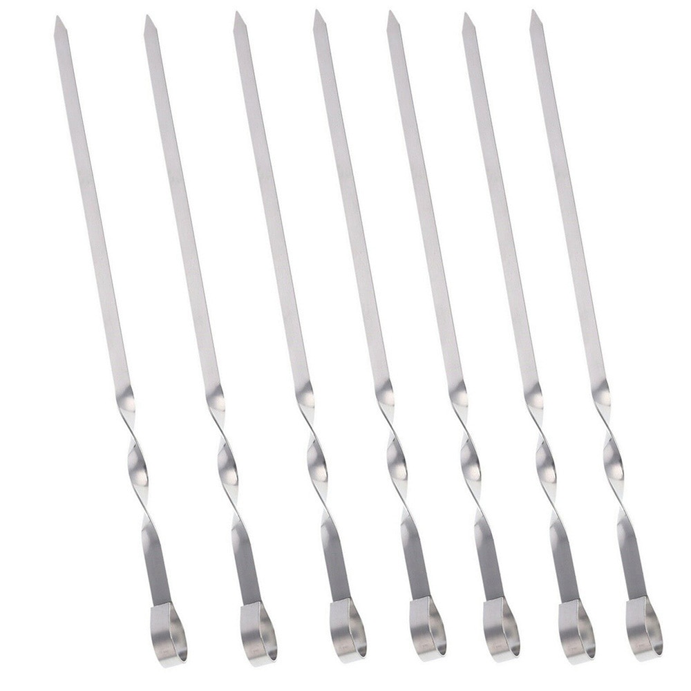 Brochettes plates pour Barbecue en acier inoxydable réutilisables, 10 pièces, aiguilles pour Barbecue, pour Camping en plein air, outils de pique-nique, outils de cuisine