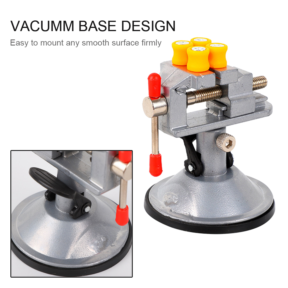 Mini Suction Vise Clamp Bench Clamp Universal Table Vise Vacuum Base 360 Degrees Swiveling for DIY Sculpture Craft Carving