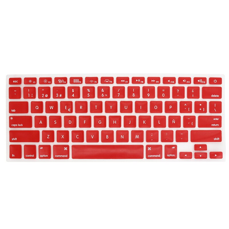 Osłona klawiatury naklejka silikonowa wersja amerykańska język hiszpański list Protector dla Macbook Air 13 Pro 13 15 17 Retina Film: Red