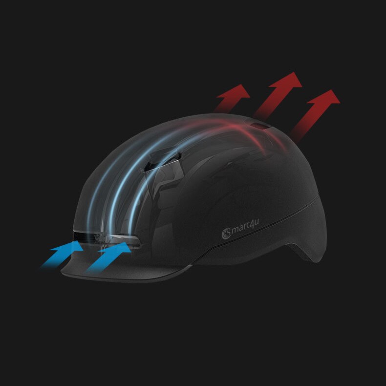 Smart4u-casco de ciclismo inteligente para hombre y mujer, luz LED, 3 modos, patinete Casco de Bicicleta de carretera de montaña