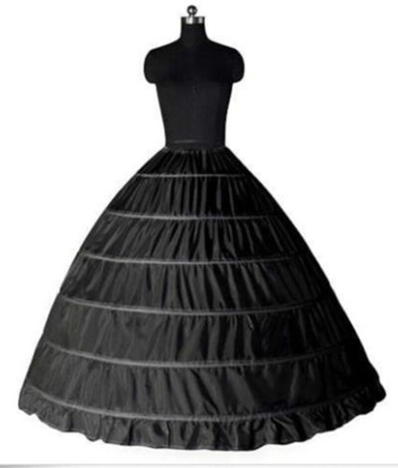 Ball Gown Women's White Petticoat Slip Puffy Black Bridal Petticoat Underskirt Crinolines for Wedding Dress Vestido De Novia: Black