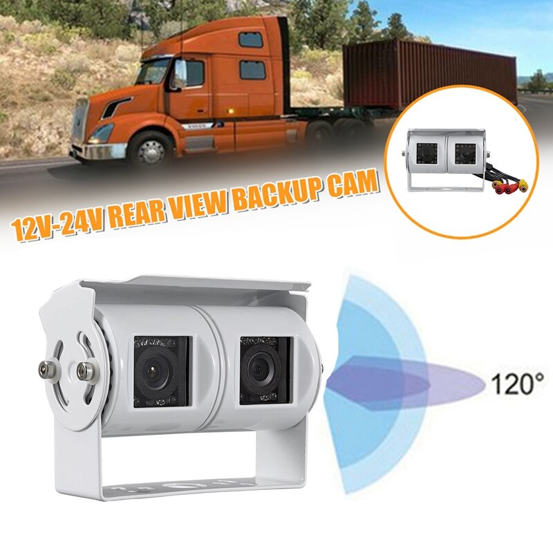 Rca Auto Dual Lens Achteruitrijcamera Rv Backup Camera Twin Verstelbare Hoek Lens Achteruitrijcamera Ccd Camera Voor Truck Bus
