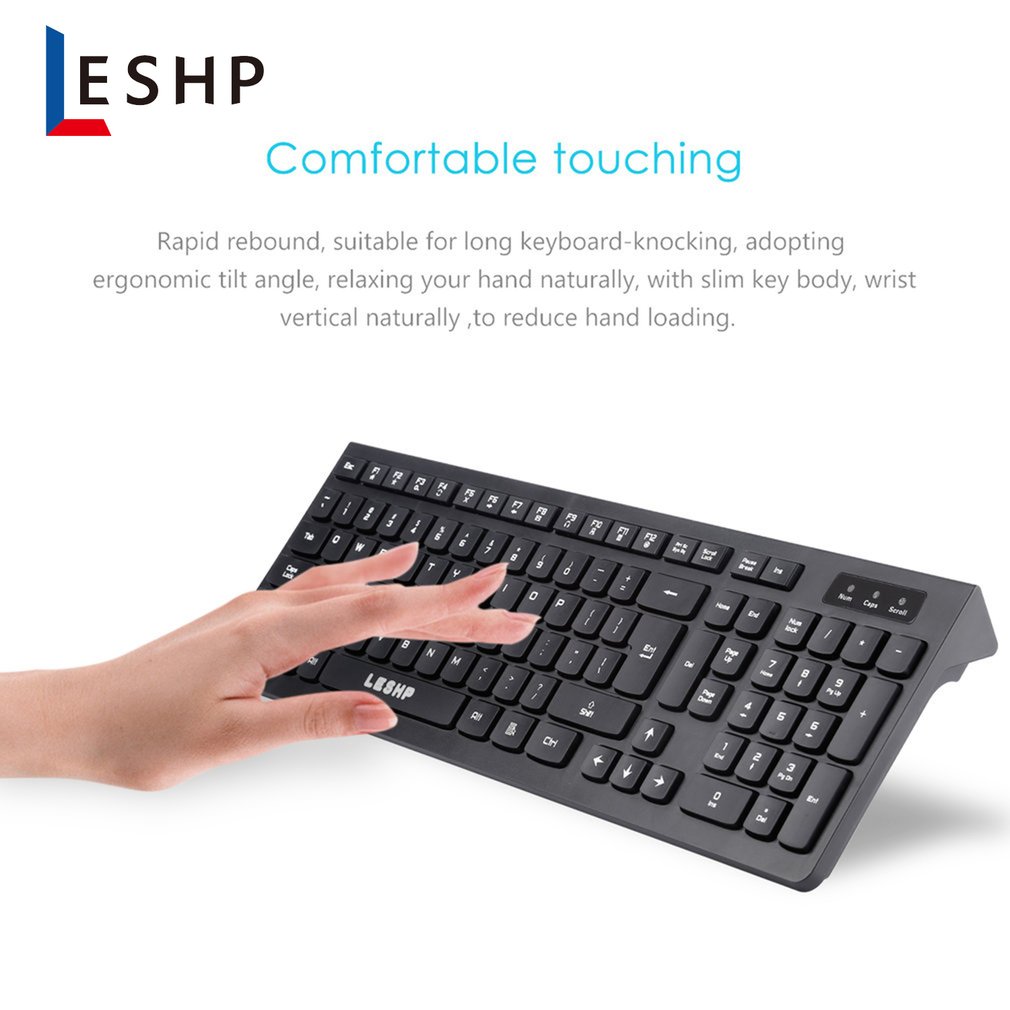 LESHP Ultra-thin Chocolate Wired Keyboard Desktop Office Home Games Slim Mute Computer 104 Keys Full-size Ergonomic