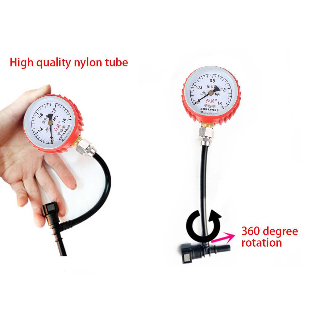 0-1MPA Motorcycle Car Fuel Pressure Gauge Car Gasoline Pressure Gauge Meter Tester Tool With 7.89 And 9.49mm Connector