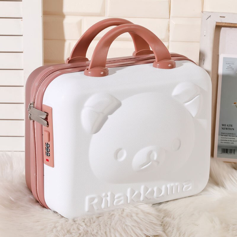 Hand Cosmetic Case 14 InchMakeup Beauty Case Cosmetic Bag Lockable Jewelry Box for Ladys Pink