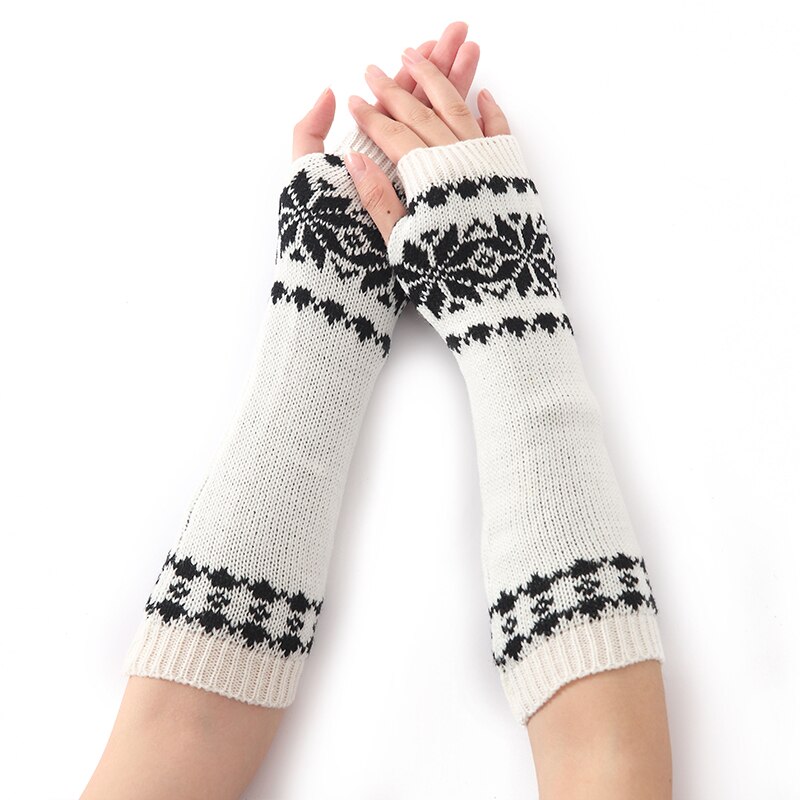 Mode Sneeuwvlok Vorm Vrouwen Gebreide Armwarmers Lente Herfst Winter Katoen Knit Lange Mouwen Handschoenen Voor Vrouw Meisjes