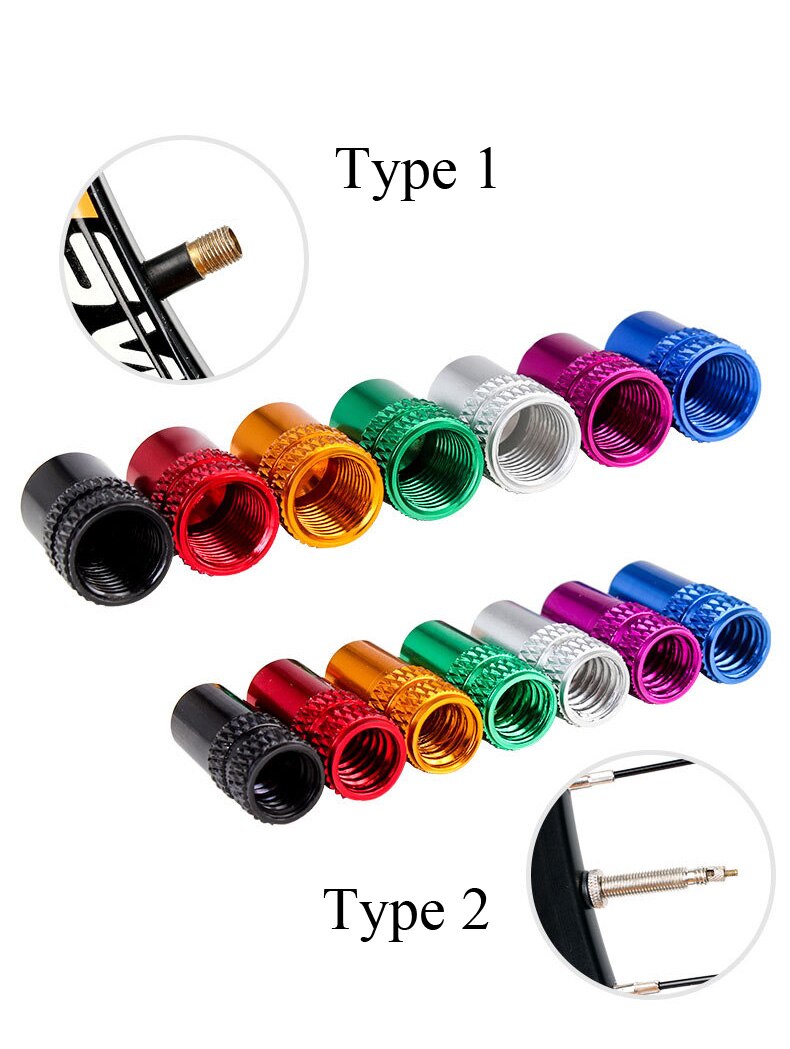 Fahrrad Reifen Ventil Kappe Aluminium Schrader/Presta Ventil Kappe Fahrrad Reifen Kappen Mit Vakuum Reifen Gesetz Mund Mutter Radfahren zubehör 2Pcs