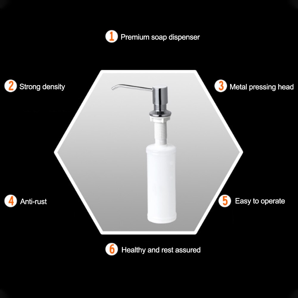 300ml Kitchen Sink Soap Dispenser ABS Hand Soap Dispenser Detergent Liquid Soap Lotion Dispensers Stainless Steel Head