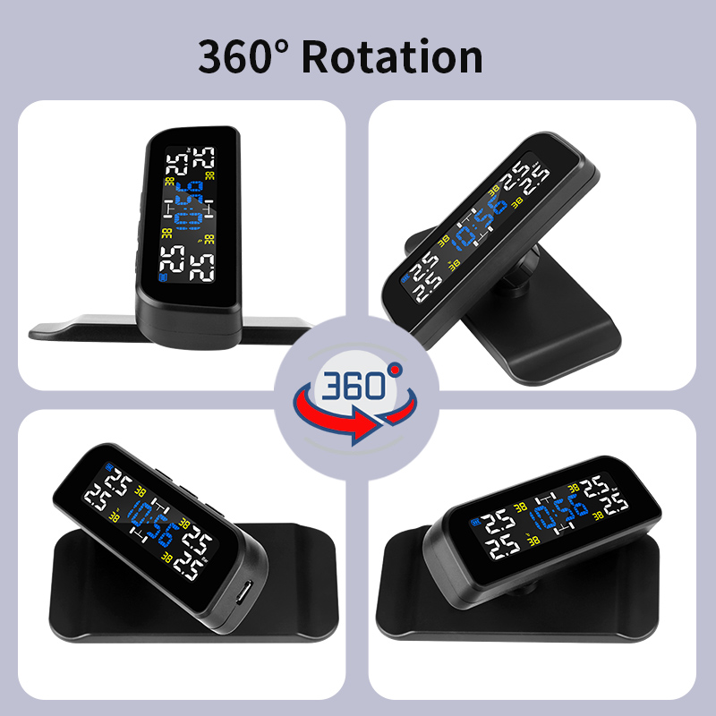 Auto Tpms Met Klok Tool Intelligent Solar Tpms Auto Bandenspanning 4 Sensoren Binnen Of Externe Sensor Temperatuur alert