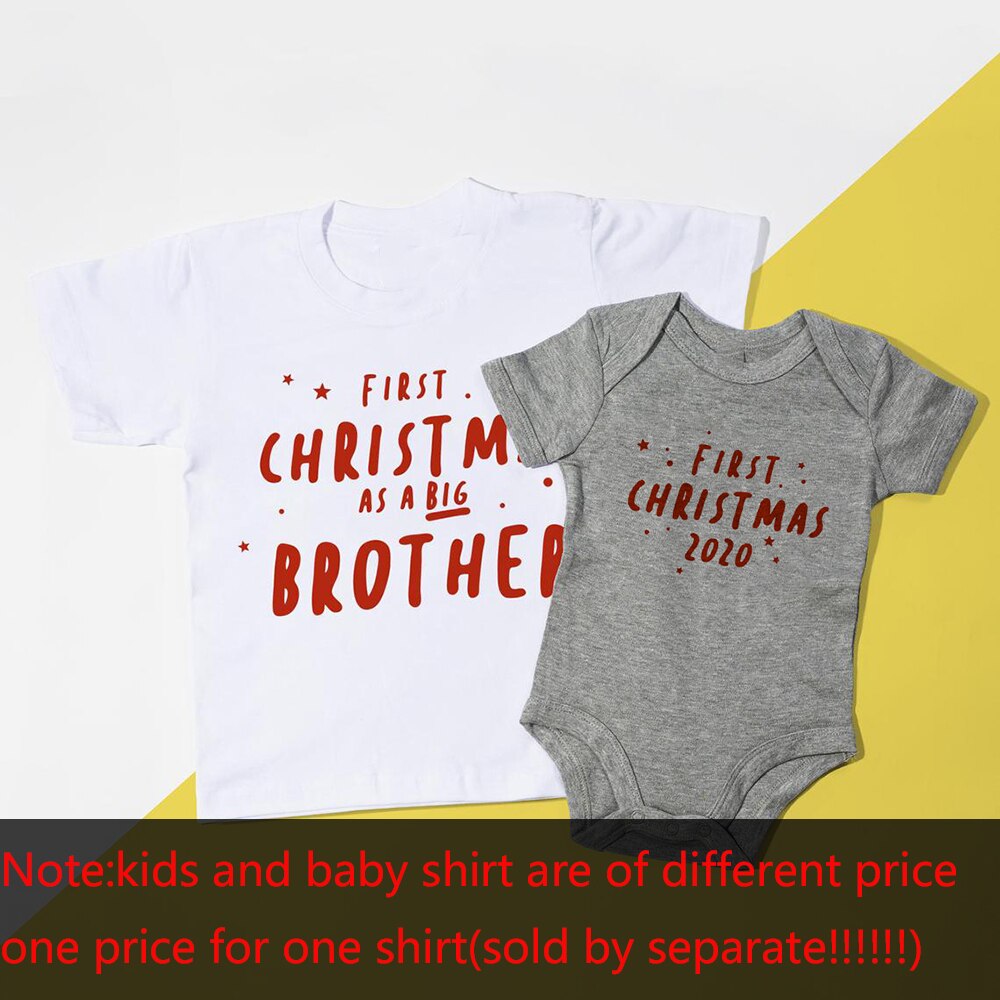 Grote Broer T-shirt & Little Sibling 1st Kerst Bodysuit Leuke Bijpassende Set Eerste Kerst Brothers Outift Anouncement Tee: baby romper 3M