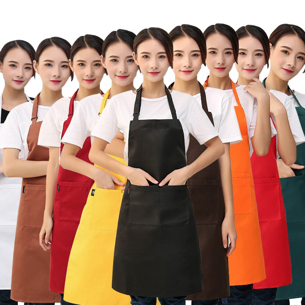 Women Apron With Pockets Kitchen Restaurant Cooking Shop Art Work Apron Korean Waiter Apron Kitchen Cotton Nove15