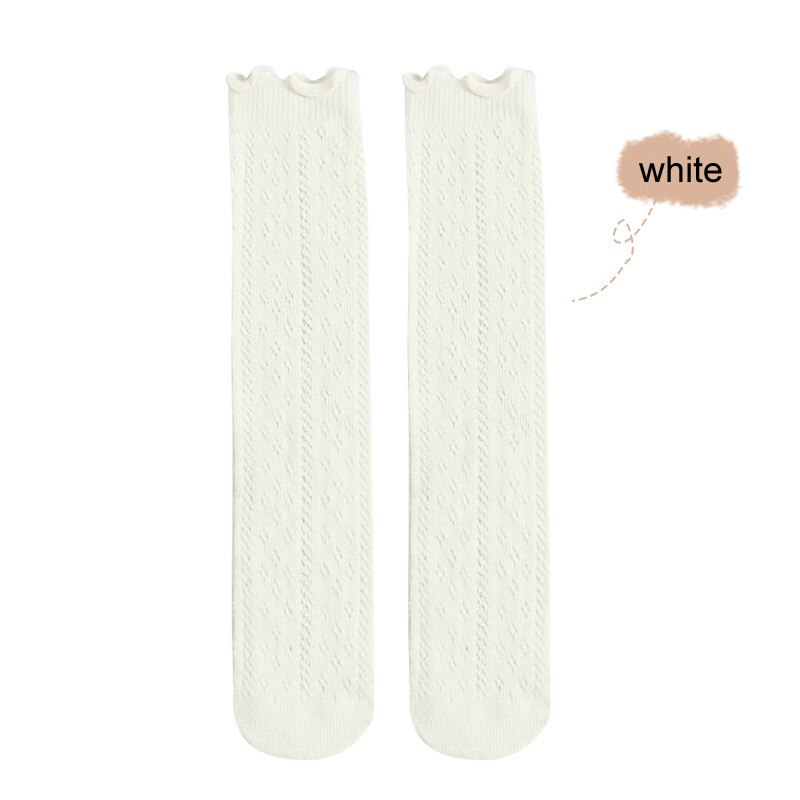 Todas as idades crianças menina verão malha fina redes transferência mosquito prova sobre-a panturrilha meias de algodão tuble: WHITE