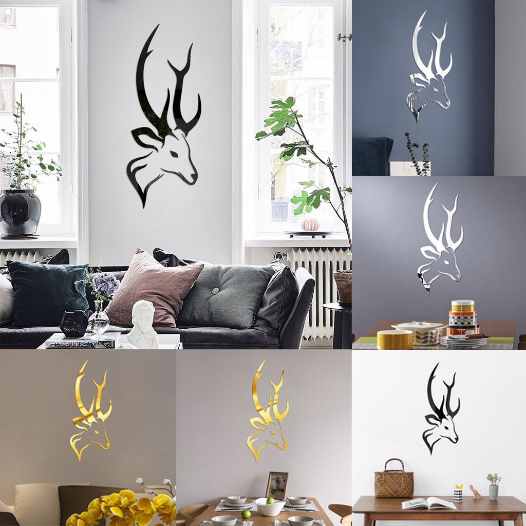 Wall DIY Goat Crystal Arcylic 3D Black Gold Wall Stickers Decal Home Decor Personality art wall stickers or07