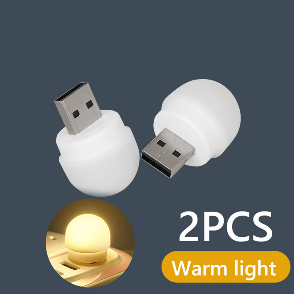 USB Plug Night Light Portable USB Small Book Lamps White Warm LED Reading Light Eye Protection Desk Lamp for Household Bedroom: Ivory 2Pcs