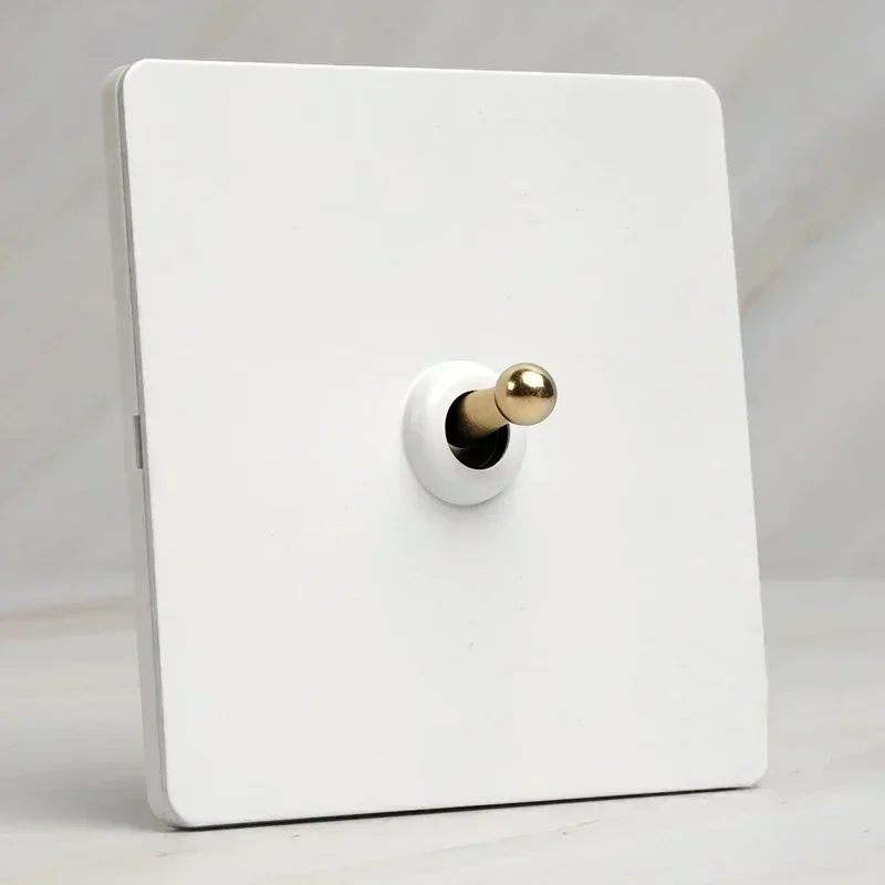 86 Type Retro White Wall Lamp Brass Lever Toggle Switch 1-4 Gang 2Way stainless steel EU FR UK Universal wall socket AC110-250V: Beige