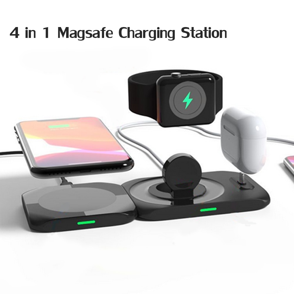 Mag Magnet Safe Qi Wireless Charging Dock Station For iPhone 11 12 Pro Max Apple i Watch Airpods/Pro Multiple Fast Charge Pad