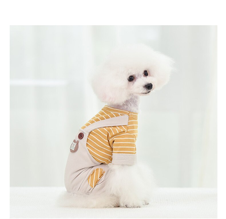 Verão cachorro macacão listra estilo japonês dos desenhos animados urso algodão roupas para cães teddy xs xxl xxl