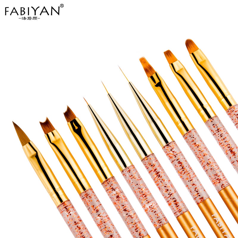 Pinceles de delineador para uñas, pluma de extensión en forma de media luna, pétalos, herramientas de manicura acrílicas, 9 estilos