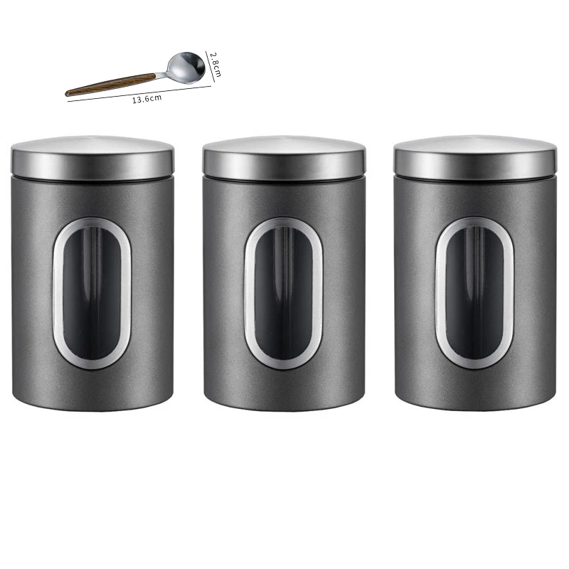 3pcs Coffee Bean Storage Containers Reusable Stainless Steel Tea Coffee Sugar Jar Portable Leakproof Food Storage Box Easy Clean: light green
