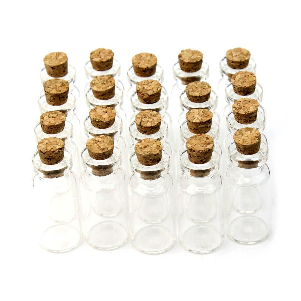 Veel 20Pcs Transparant Clear Glas Wishing Flessen Cork Vial Lege Flesjes 2Ml