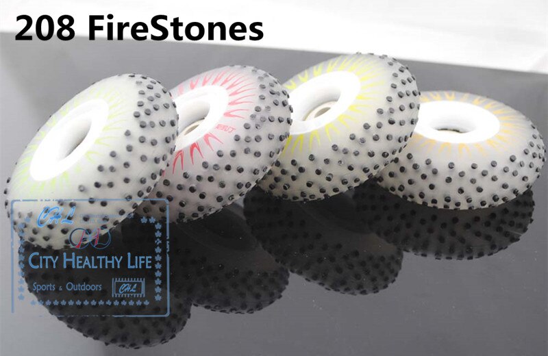 4PCS /lot 90A north light flash wheel with 52 firestones, LED flash skating for inline skates wheel fire stone flint