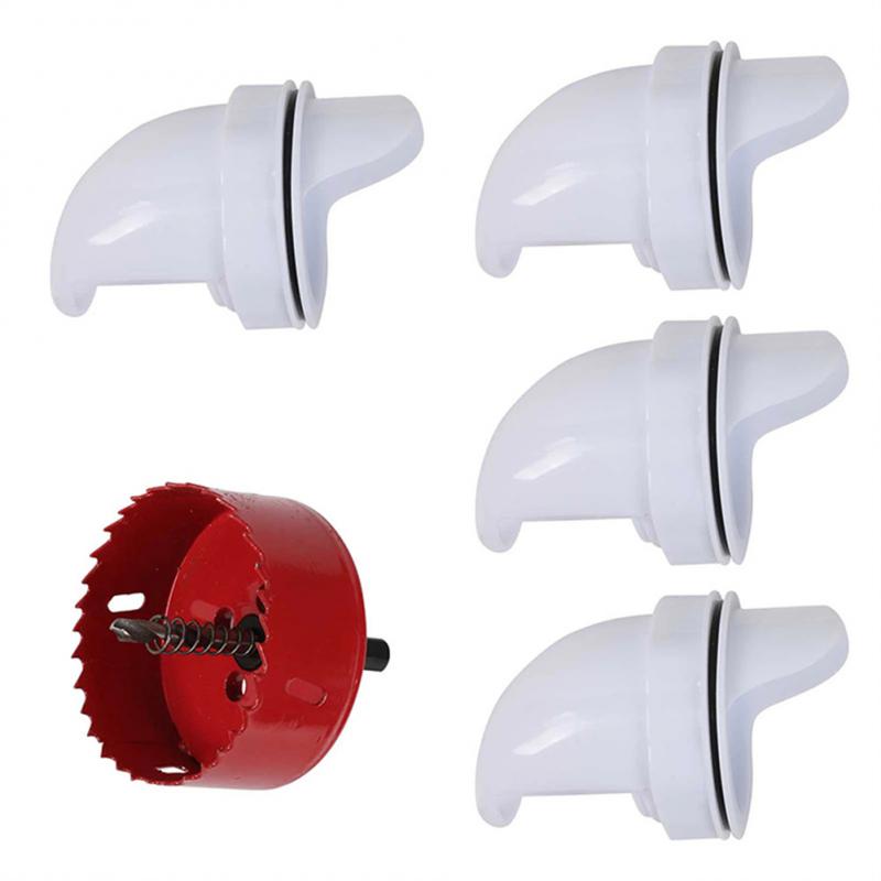 4pcs Chicken Feeder Automatic Port Rain Proof Poultry Feeder Suitable For Buckets Barrels Bins Gravity Feed Kit Family Garden: Default Title