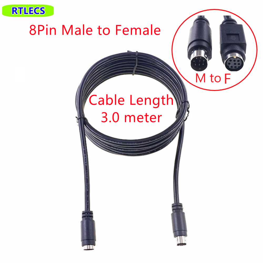 1 Piece MD8 Mini Din 8 pin Male Female Adapter Cable Plug Socket Conventer PLC Application Shielding Wires: Dark Grey