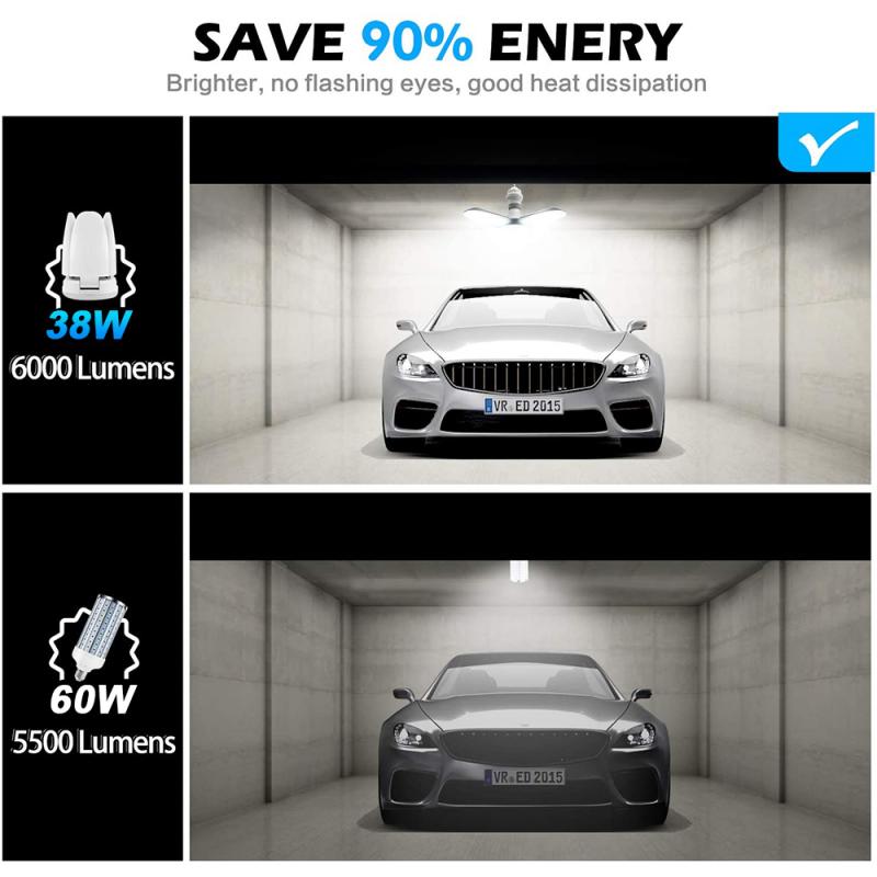 LED 38W 3800LM Folding Garage Light Deformable Led Garage Light Garage Ceiling Light Industrial Lighting Led Work Light Workshop