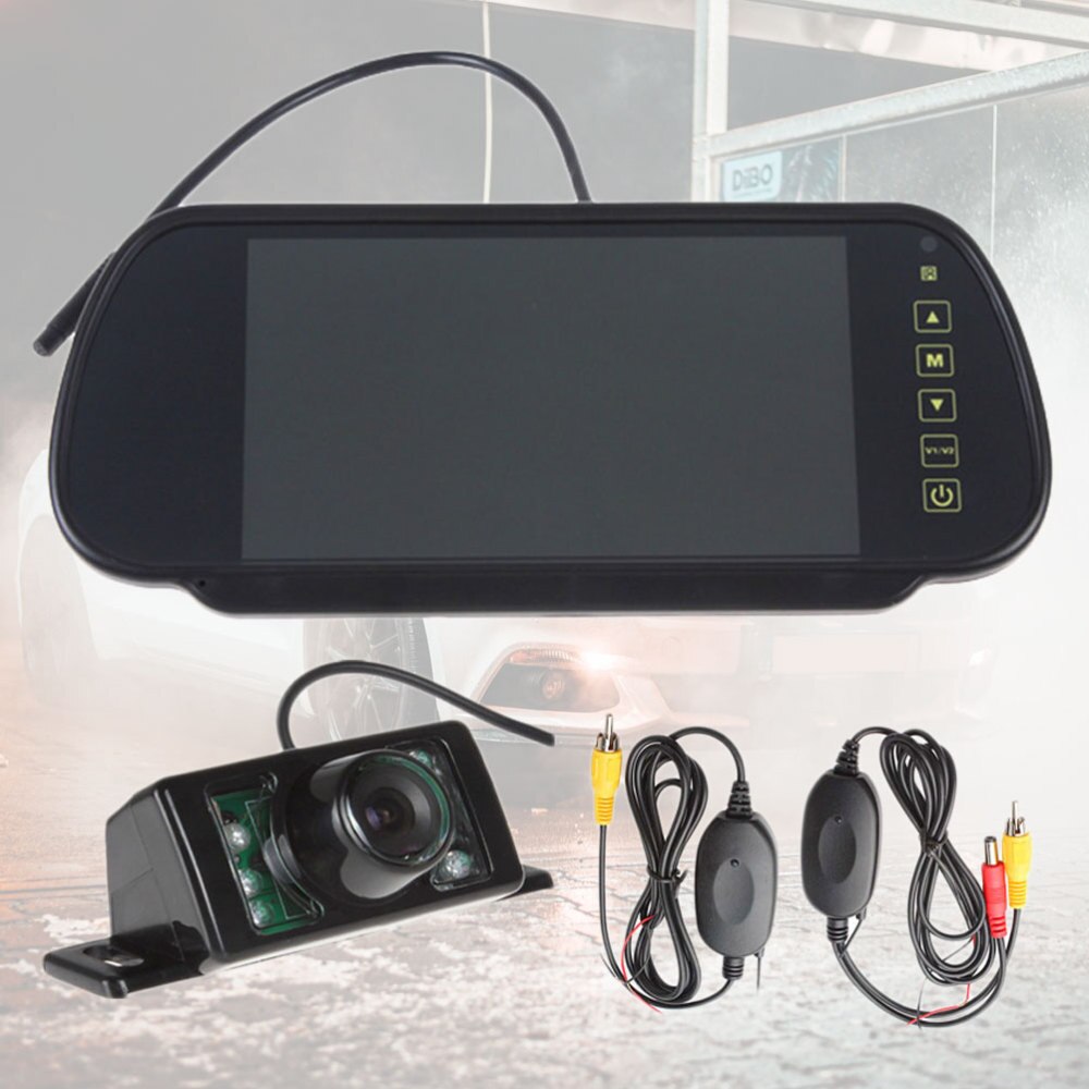 7 Inch Wireless Car Rear Mirror Monitor Wireless Adapter Reversing Camera