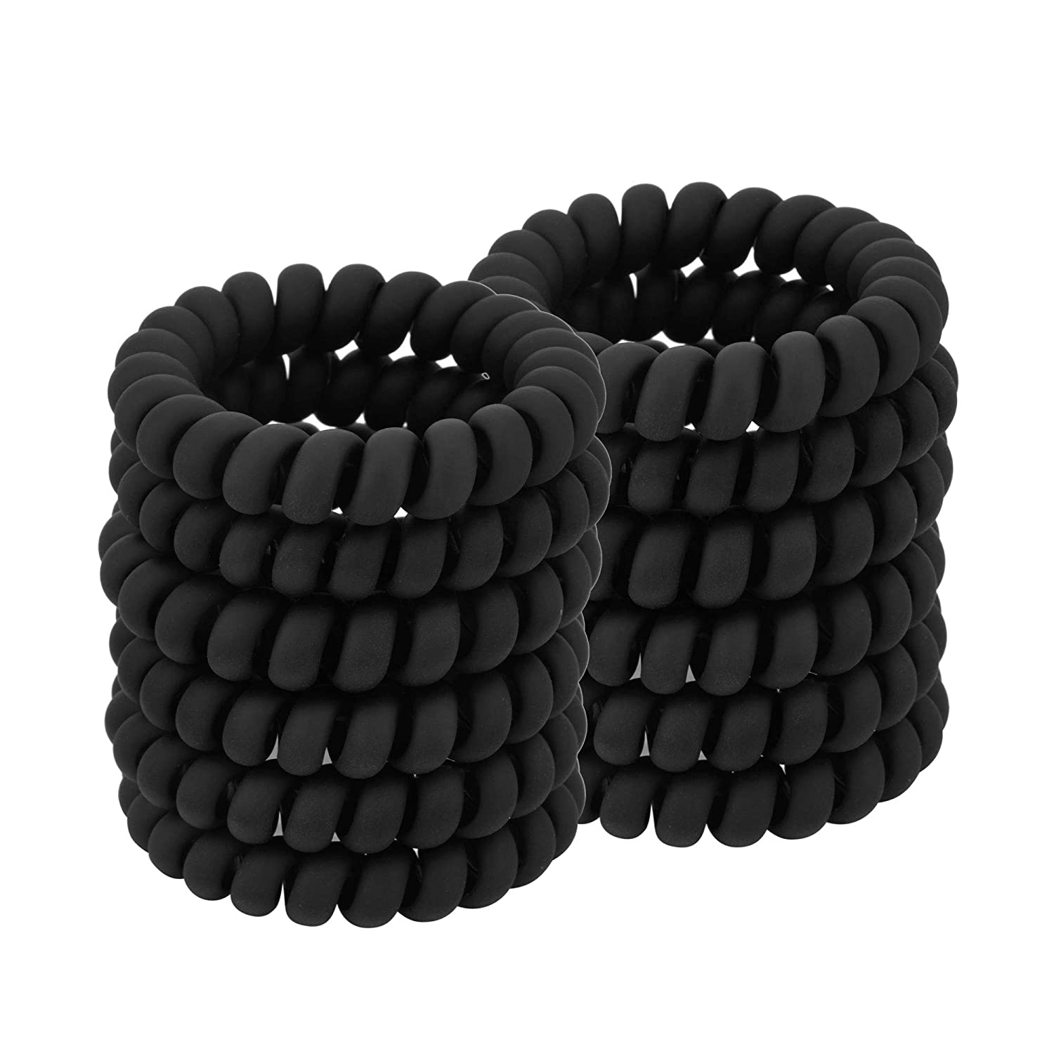 Lazos para el cabello en espiral negros, elásticos mate, sin rastro, accesorios para el cabello para hombres, cabello rizado, pelo largo y grueso