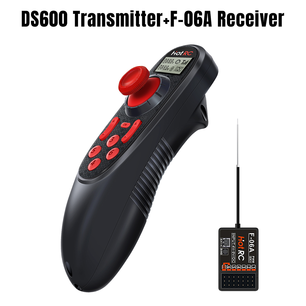 HotRC Transmitter CT-6A CT-8A DS600 6CH 8CH 2.4GHz Radio System Remote Controller with F-06A F-08A PWM GFSK Receiver: Red