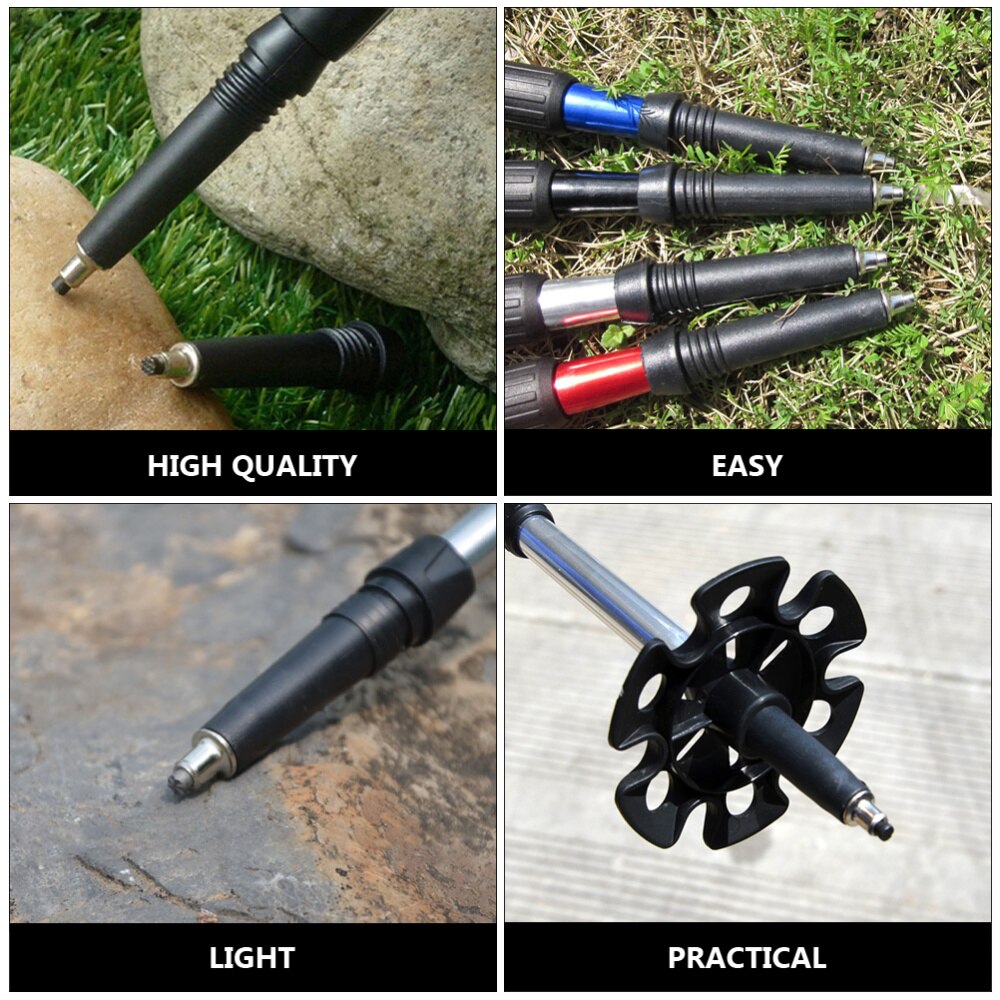 4pcs Trekking Poles Hiking Gear Sticks Accessories Carbon Tungsten Steel Tips