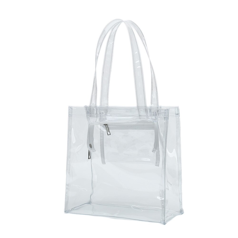 Clear Color PVC Beach bag with zipper closing Transparent Tote bag Available for custom Promotional bags