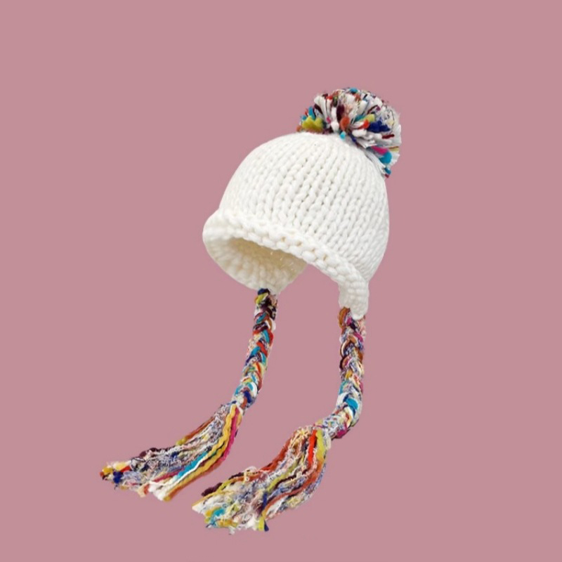 Mütze Männer Frauen bunte Quaste Twist flechten Hütte Herbst Winter warme Gehörschutz kappen Studenten vielseitige einstellen Kopf gestrickt