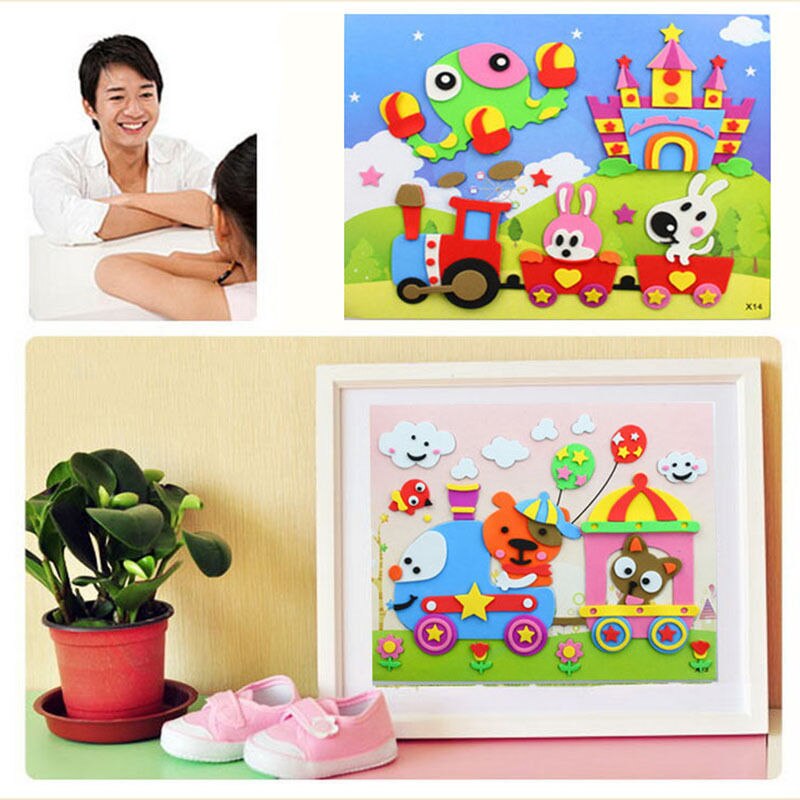 Kids 3D Cartoon Dier Puzzel Speelgoed Diy Handgemaakte 3D Eva Foam Sticker Baby Leunend Educatief Speelgoed Kids