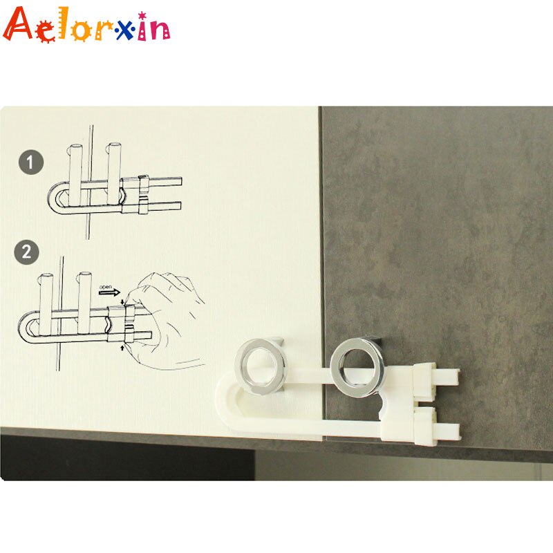 1Pcs Child Protection U-shaped Cabinet Lock Adjustable Length Baby Safety Kids Safety Drawer Cupboard Lock for Cabinet Castle