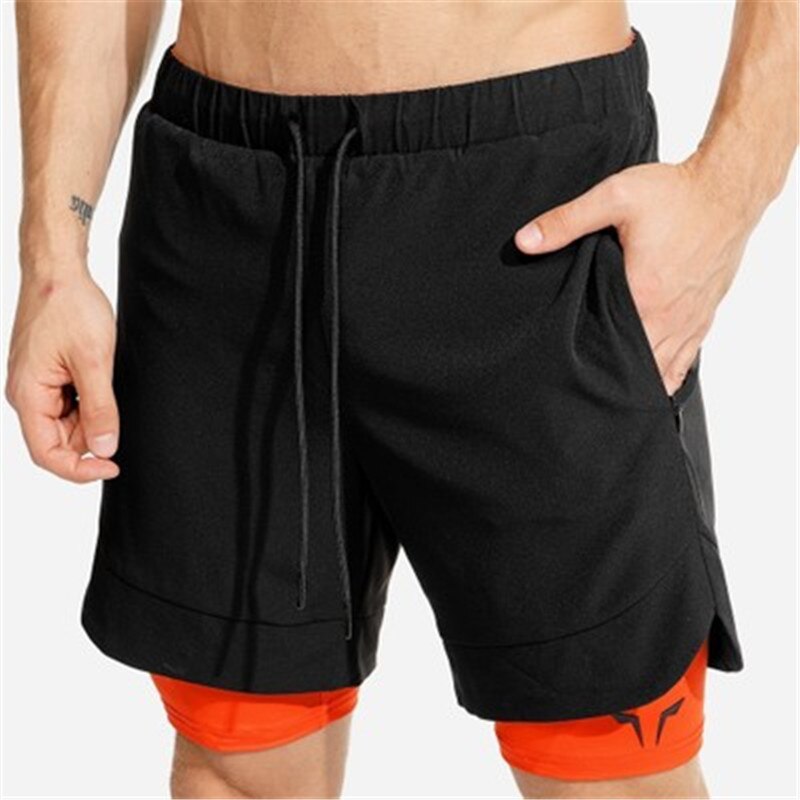 Double-Layer Fitness Shorts Mannelijke Zomer Dunne Gedeelte Anti-Glare Voering Sneldrogende Running Elastische Ademend Vijf-Punt Broek