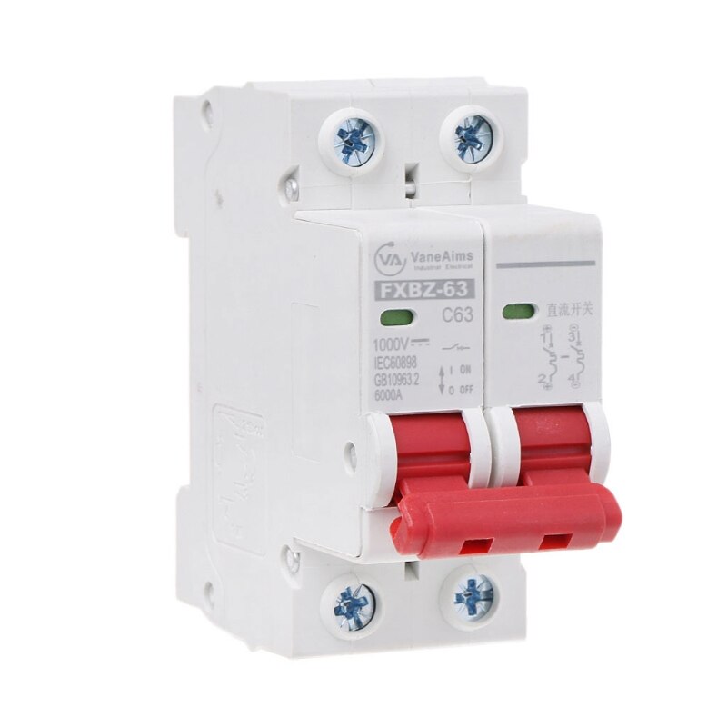2P DC 1000V Solar Mini Circuit Breaker 10A/16A/32A/50A/63A DC Photovoltaic MCB