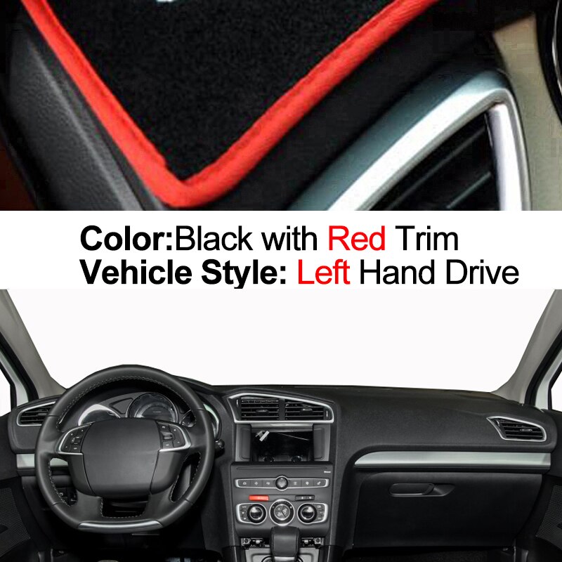 Auto Dashboard Cover Dash Mat Tapijt Cape Voor Citroen C4 MK2 - Lhd Rhd Zonnescherm Anti-Zon: LHD Red