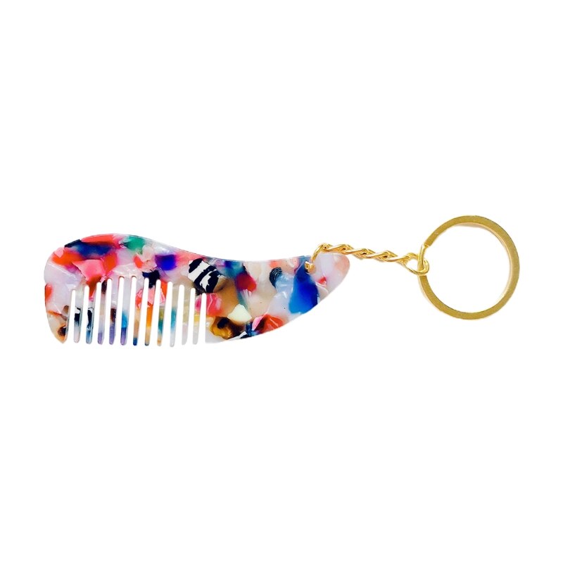 Mini peigne à cheveux en acétate , porte-clés Portable, belle brosse à cheveux imprimée léopard, outils de coiffure, porte-clés de voyage pour femmes