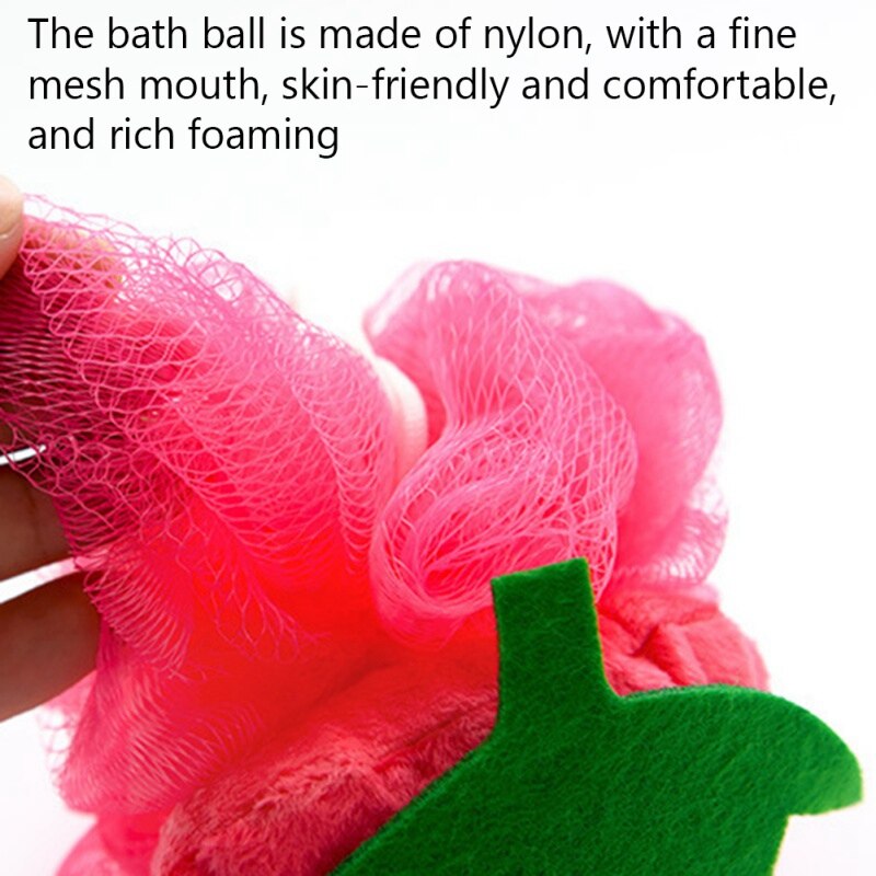 Children Bath Ball Fruit Shape Baby Kids Bath Wipe Soft Large Foaming Ball Infant Nursing Supplies Bath Flower