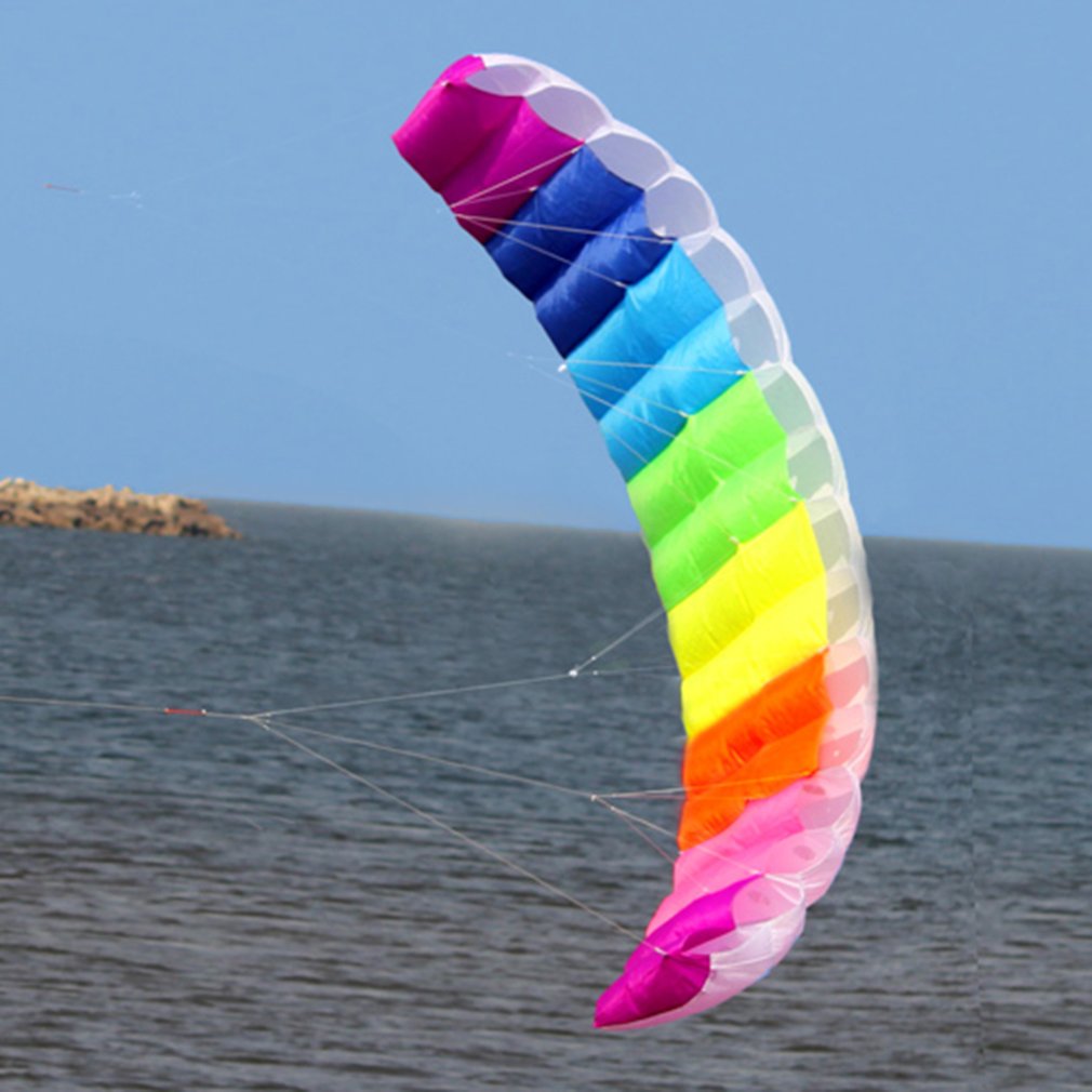 Cometa de doble línea de arco iris para hacer ejercicio, parapente suave, para surfear, deportes al aire libre, 1,4/2/2, 7m: 2M