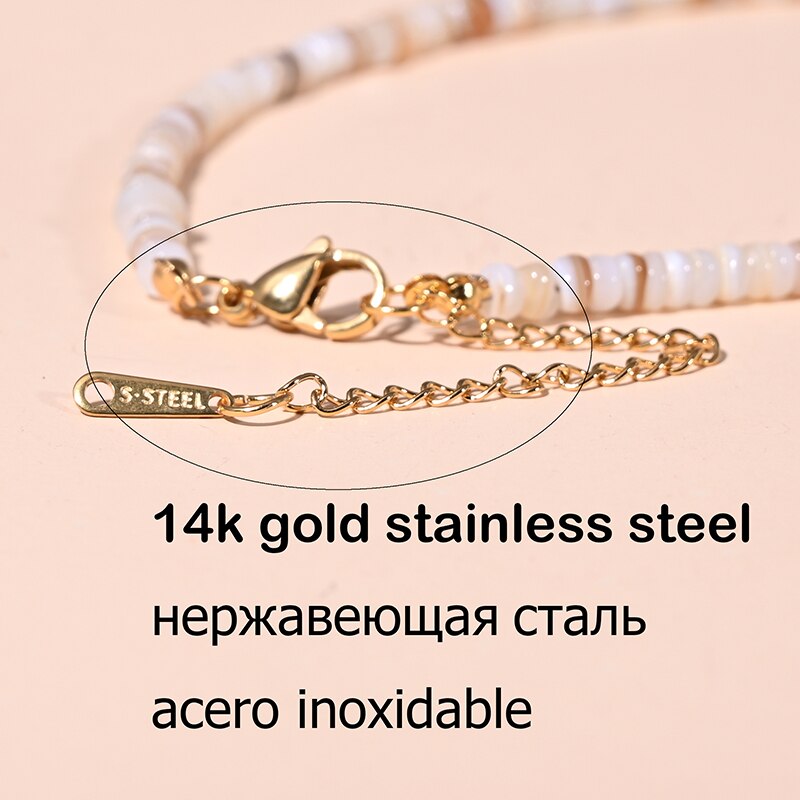 Moon girl golden star choker necklace for women jewelry uses stainless steel chain and 4mm shell beads