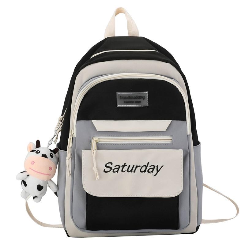 Mochila Escolar Kawaii para mujer, mochilas de estilo coreano para adolescentes, mochilas escolares para niñas y estudiantes: Black