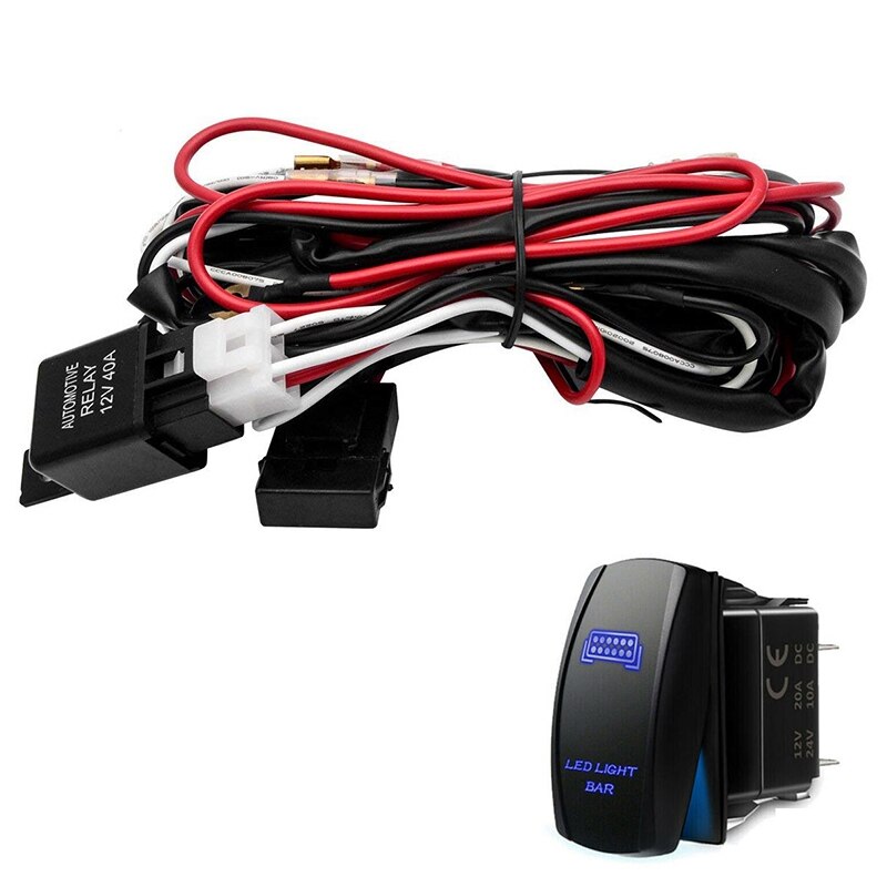 Outbit Kabelset - 1 set 12 V universele auto-mistlampen, aan/uit-schakelaar, kabelboom zekeringsrelaiskit
