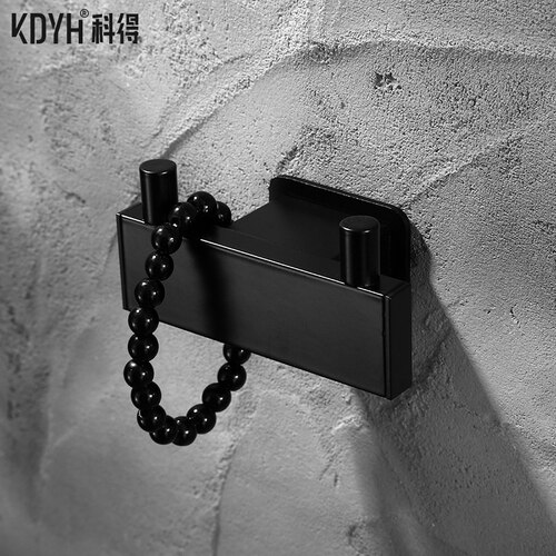 Nordic space aluminium veggmontert baderomstilbehør svart dusjhjørnehylle servantsett håndkleholder hardware baderom: Krok