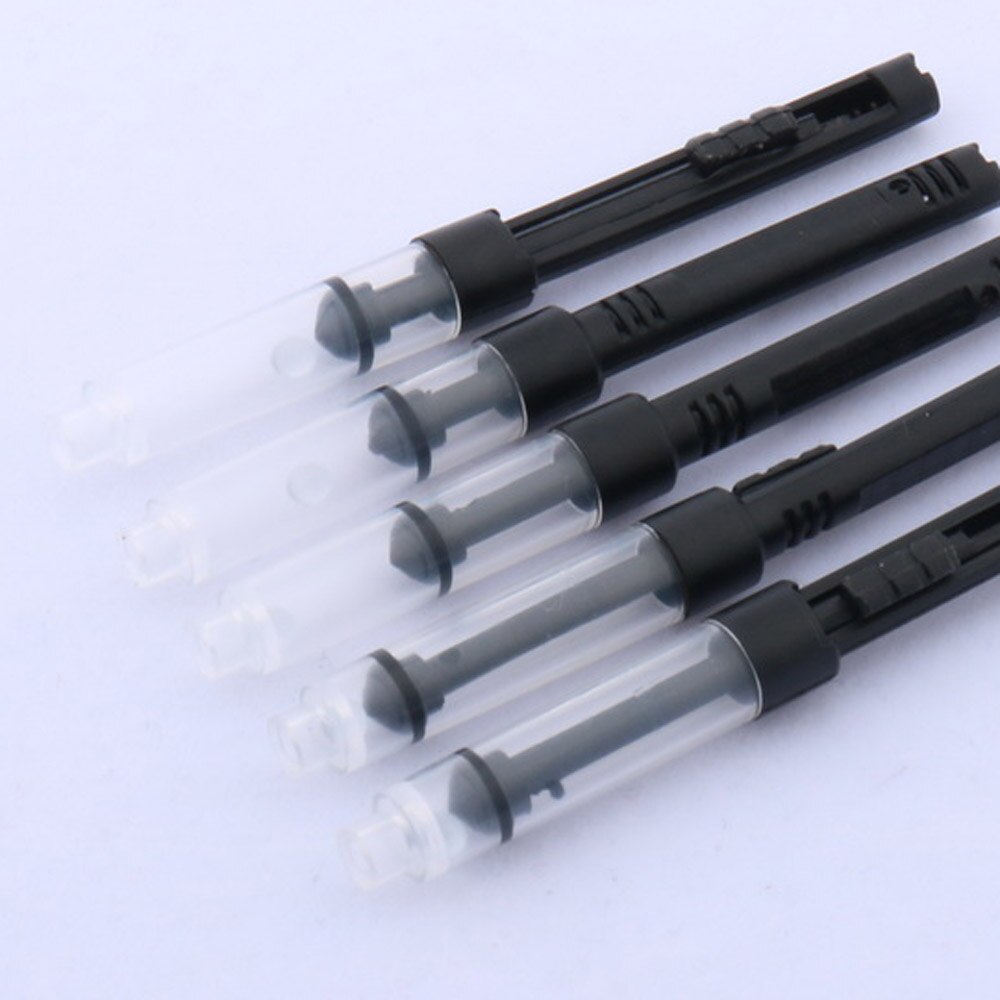 Pluma estilográfica de Metal negro, convertidor de relleno de tinta, 2,6 MM, 5 unidades