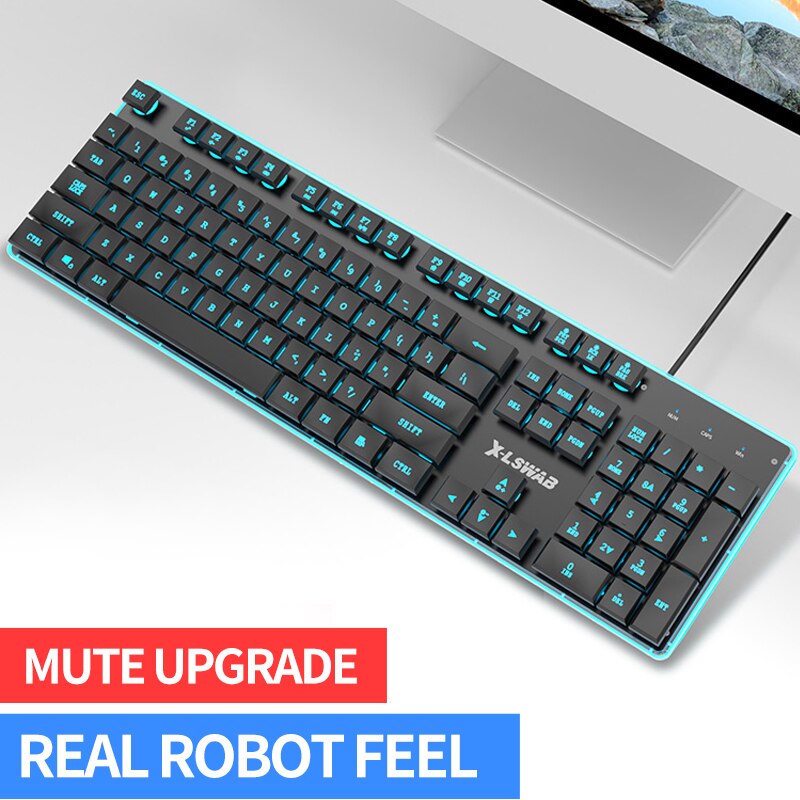 EWEADN Gaming keyboard Wired Gaming Mouse Kit 104 Keycaps With RGB Backlight keyboard Gamer Ergonomic Silent For Laptop