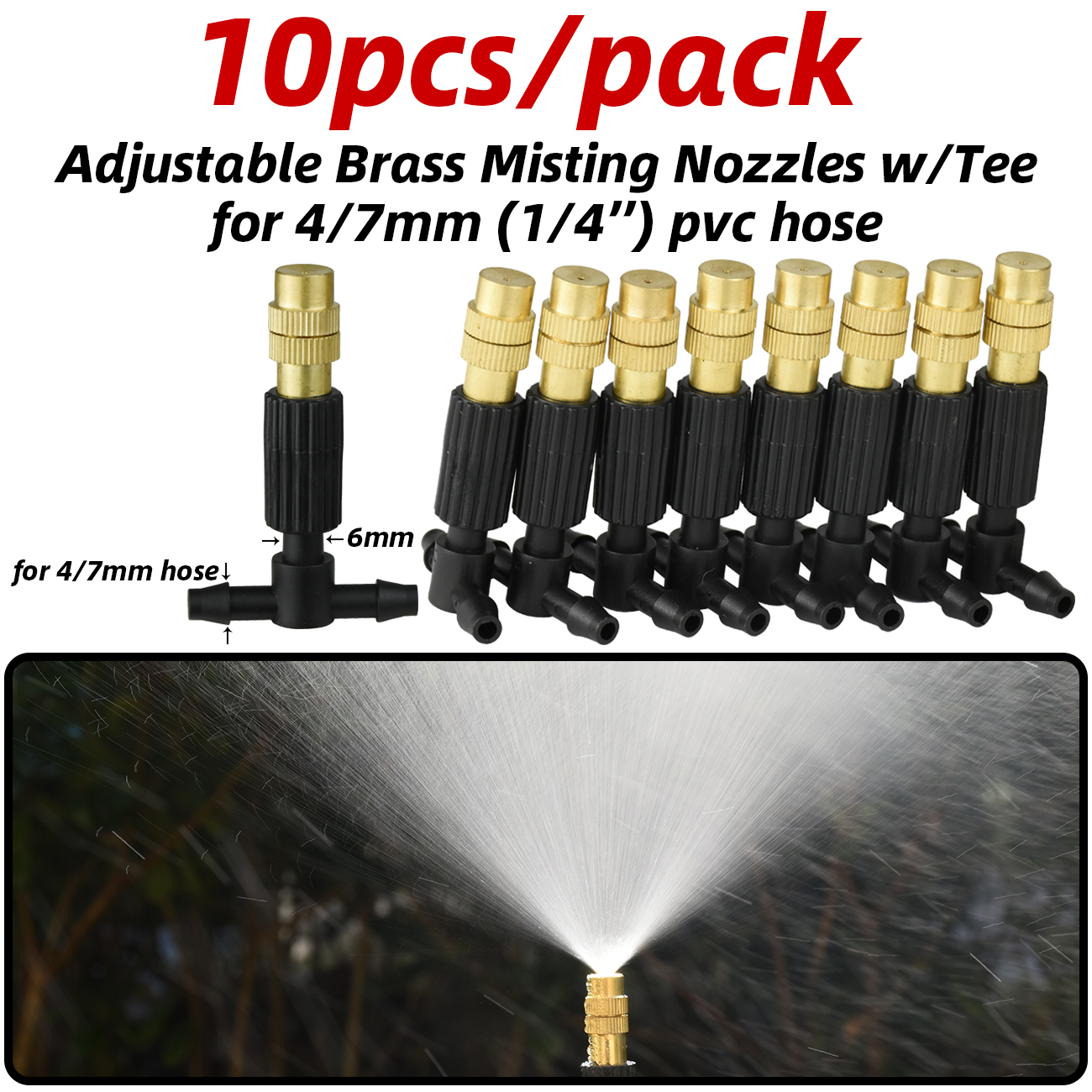 Ugelli regolabili per nebulizzazione di serra con connettore da 1/4 '' per kit sistema di irrigazione da giardino per irrigazione a goccia bonsai di fiori: Luce Verde