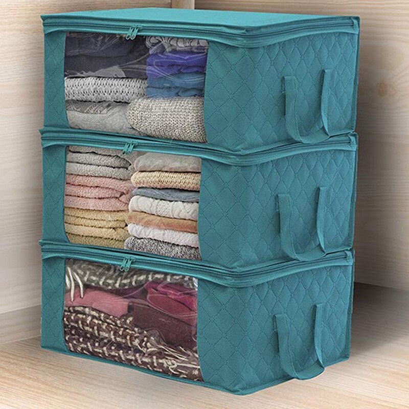 49 × 36 × 21cm ikke-vævede tæpper taske med lynlås resistent fugt quilt arrangør hjem studerende klud foldning stor opbevaring